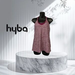 HYBA, Tank Top With Built-in Bra, Small, Burgundy, White 🏃‍♀️‍➡️